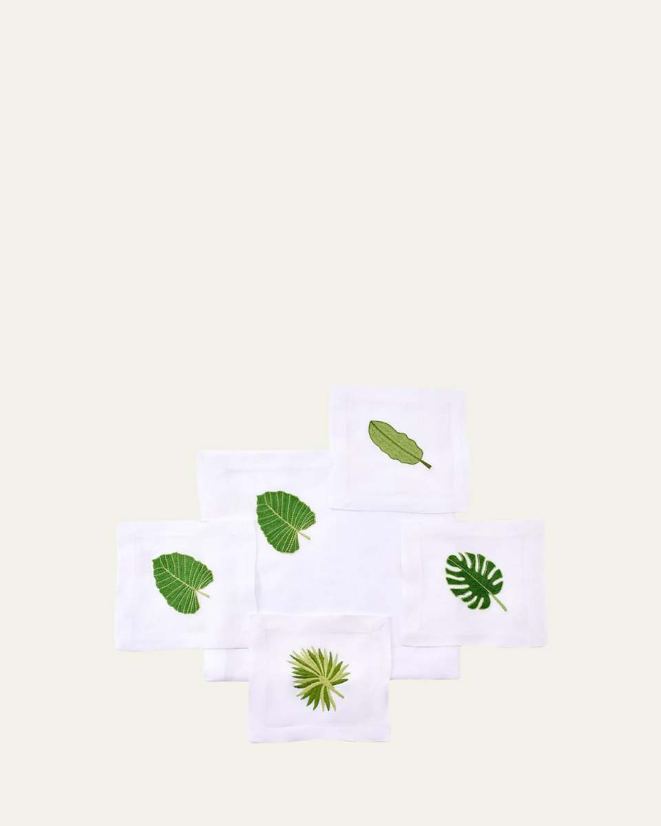 Assorted Palm Leaves Cocktail Napkins, Set of 4